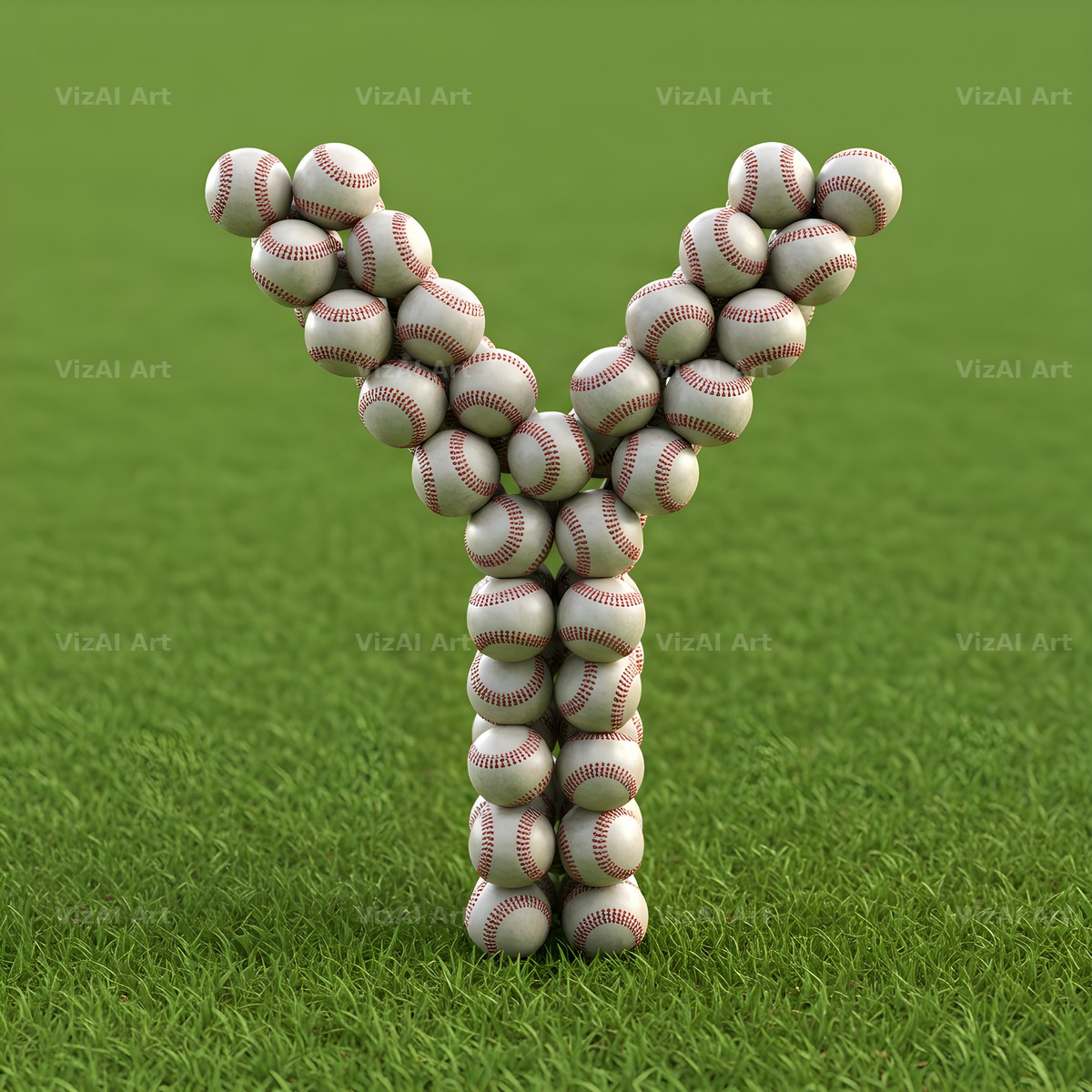 Baseball Pitch Stitch alphabet letter Y