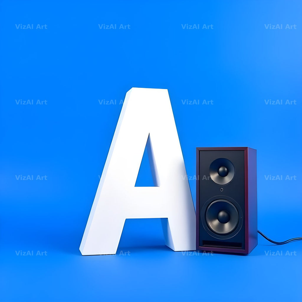 Blue Speaker Bass alphabet letter A