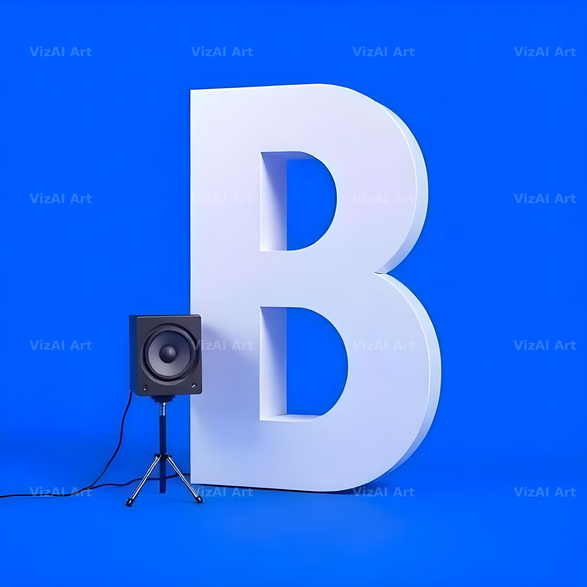 Blue Speaker Bass alphabet letter B