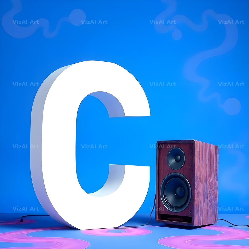 Blue Speaker Bass alphabet letter C