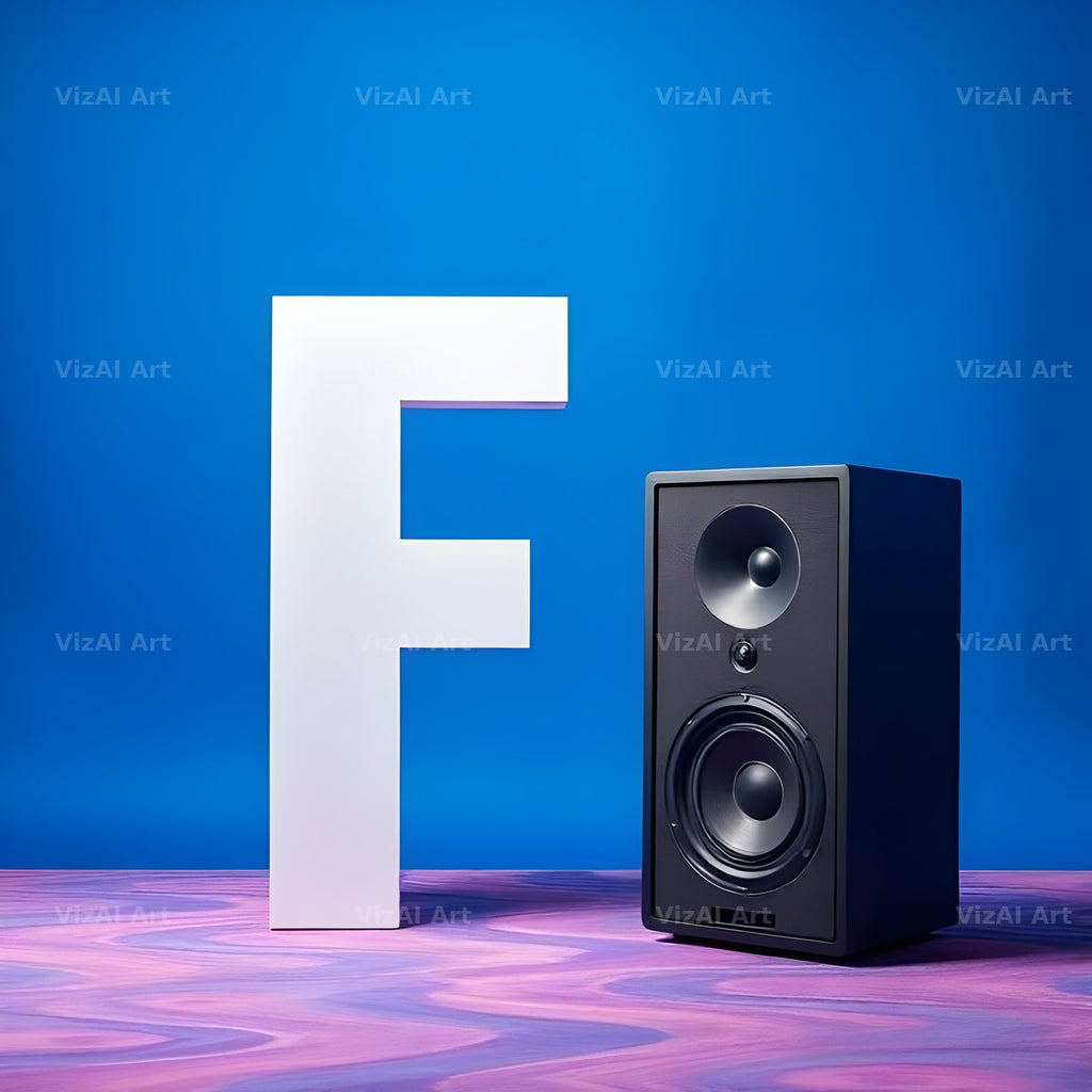 Blue Speaker Bass alphabet letter F