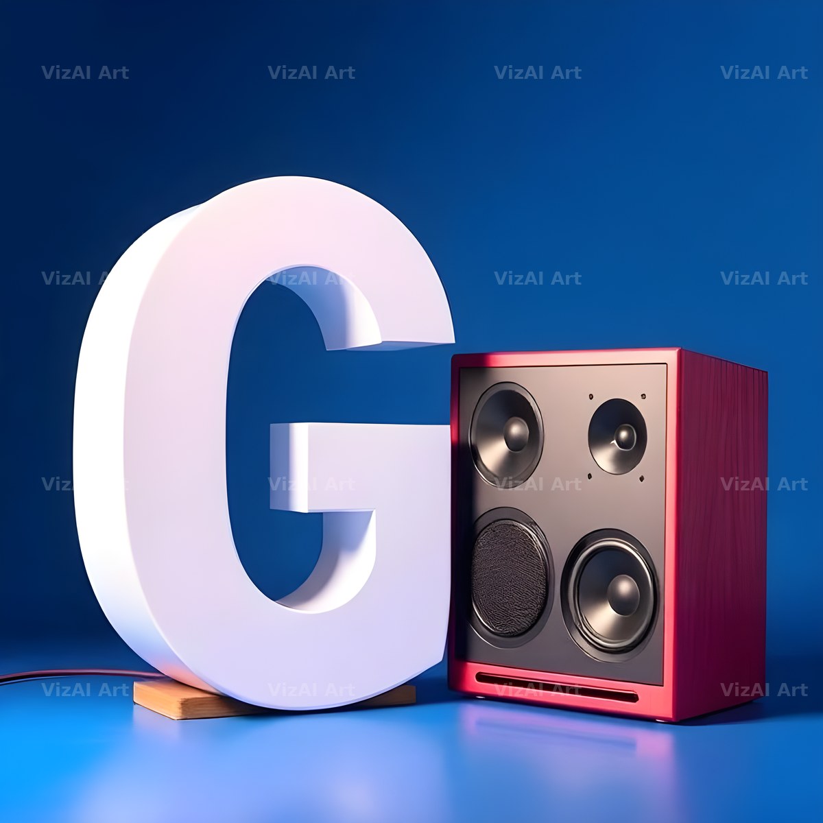 Blue Speaker Bass alphabet letter G