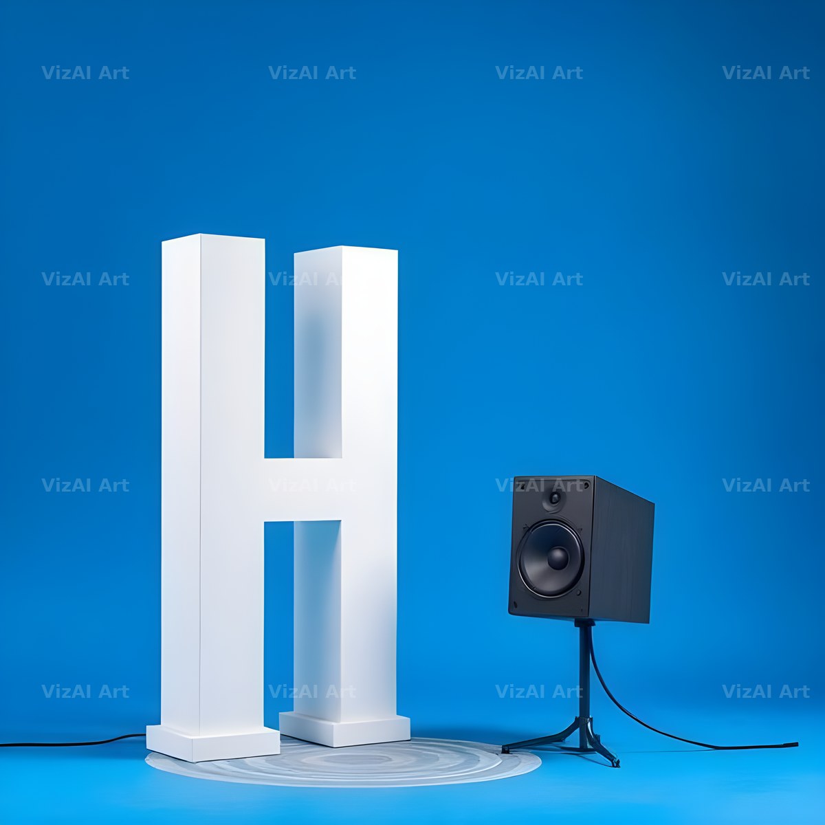Blue Speaker Bass alphabet letter H