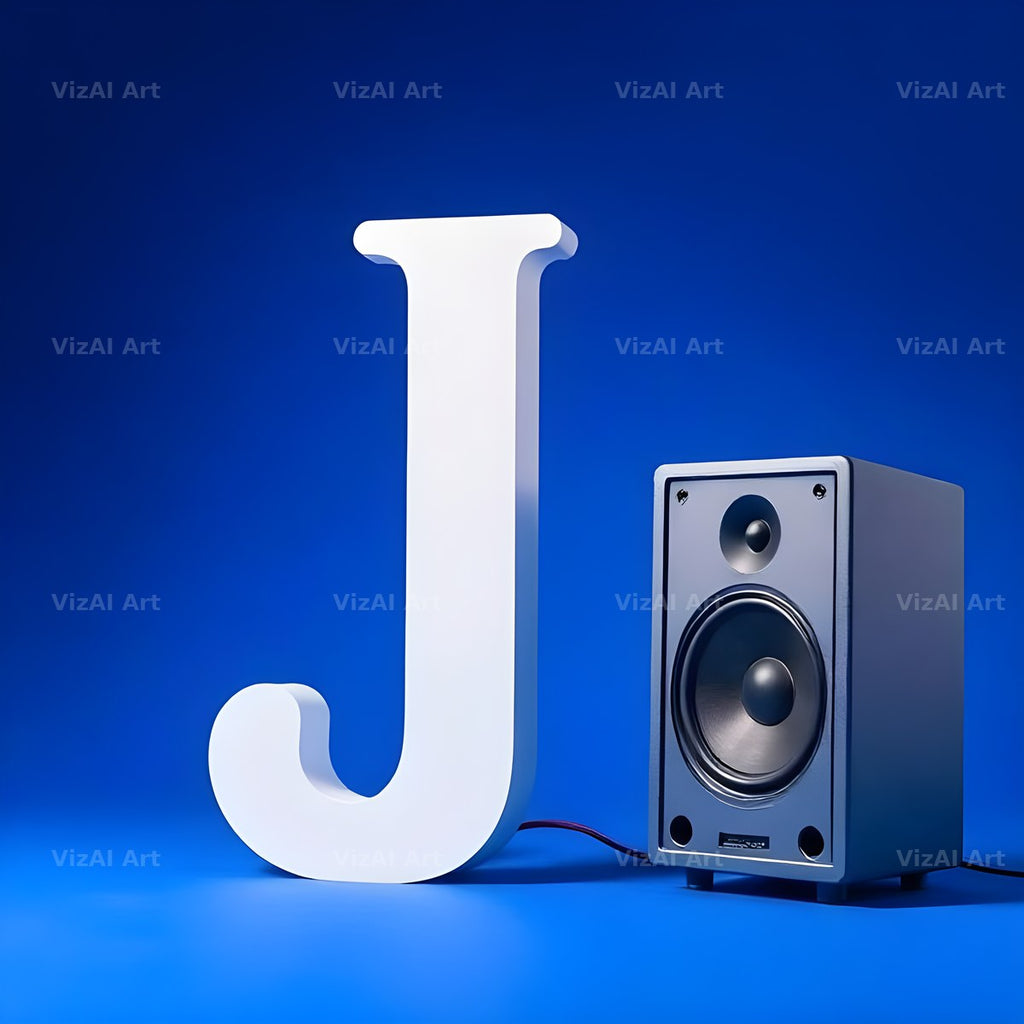 Blue Speaker Bass alphabet letter J