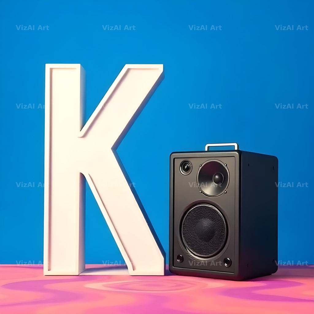 Blue Speaker Bass alphabet letter K