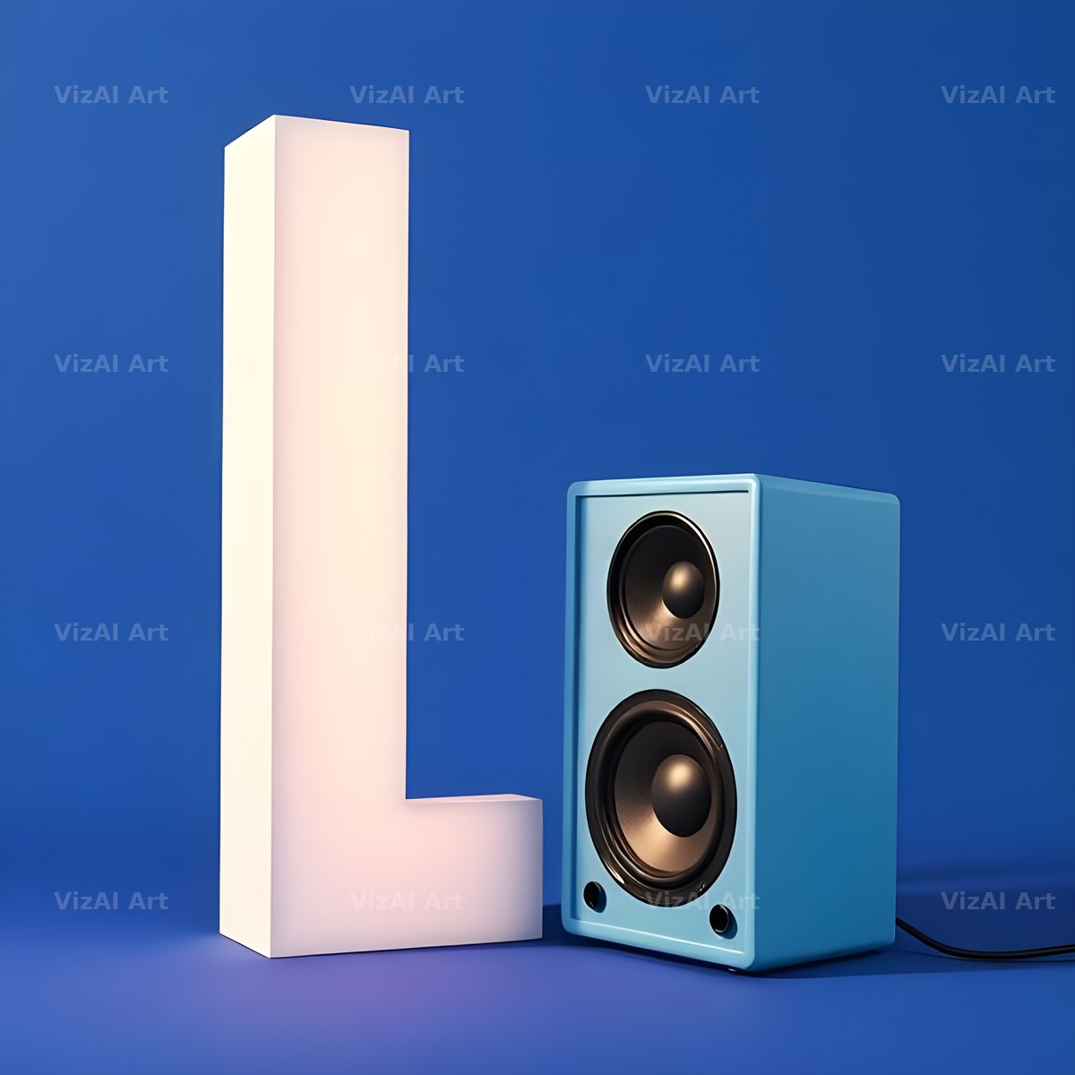 Blue Speaker Bass alphabet letter L