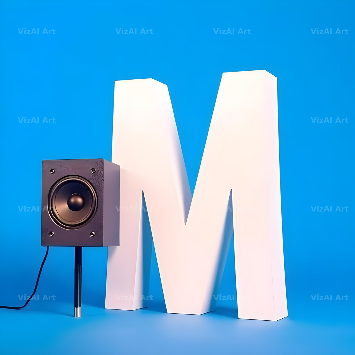 Blue Speaker Bass alphabet letter M