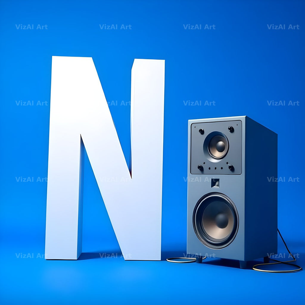 Blue Speaker Bass alphabet letter N
