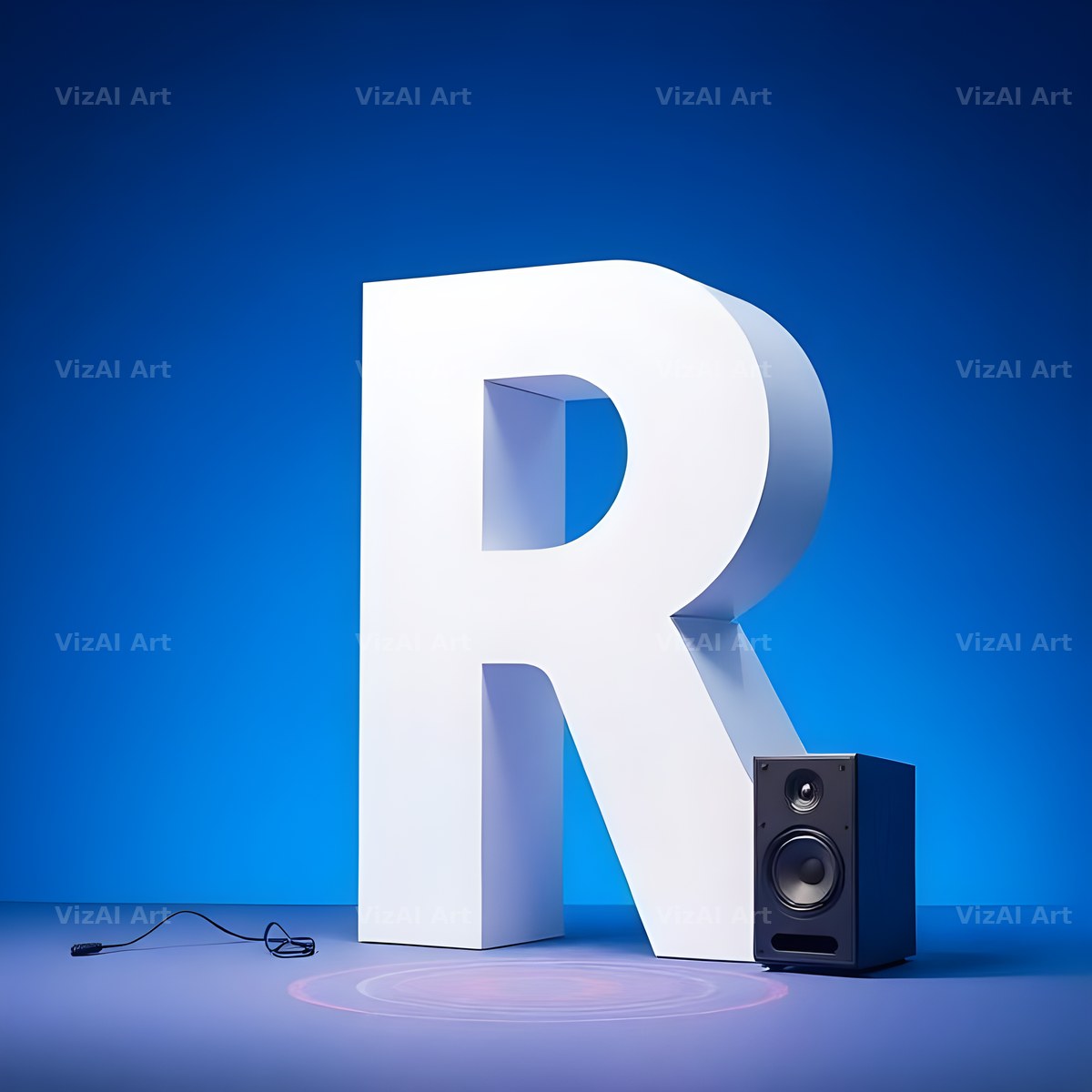 Blue Speaker Bass alphabet letter R