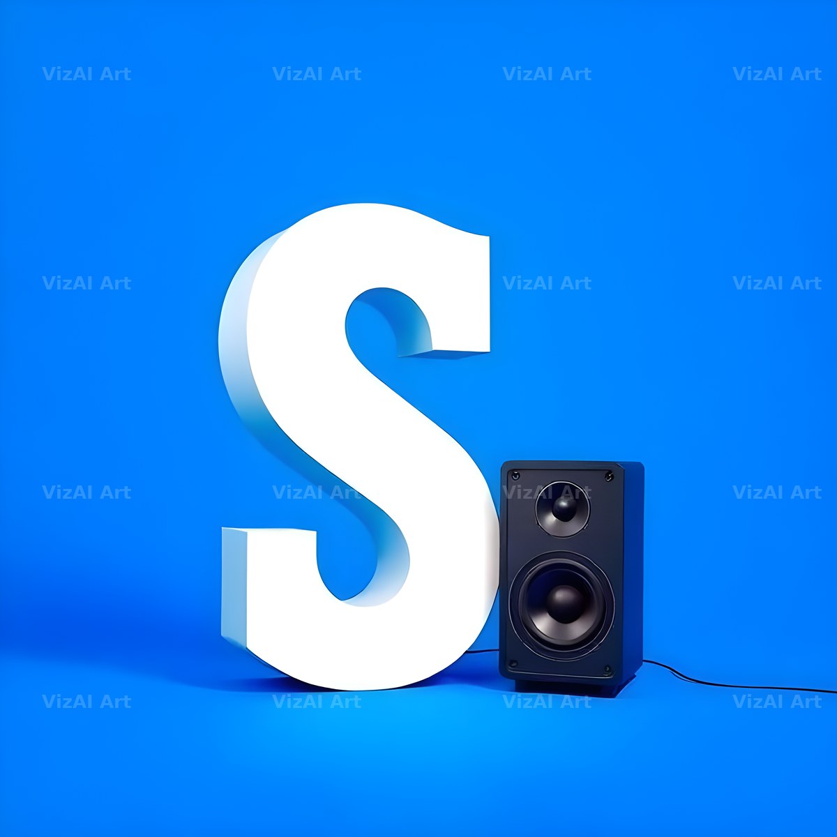 Blue Speaker Bass alphabet letter S