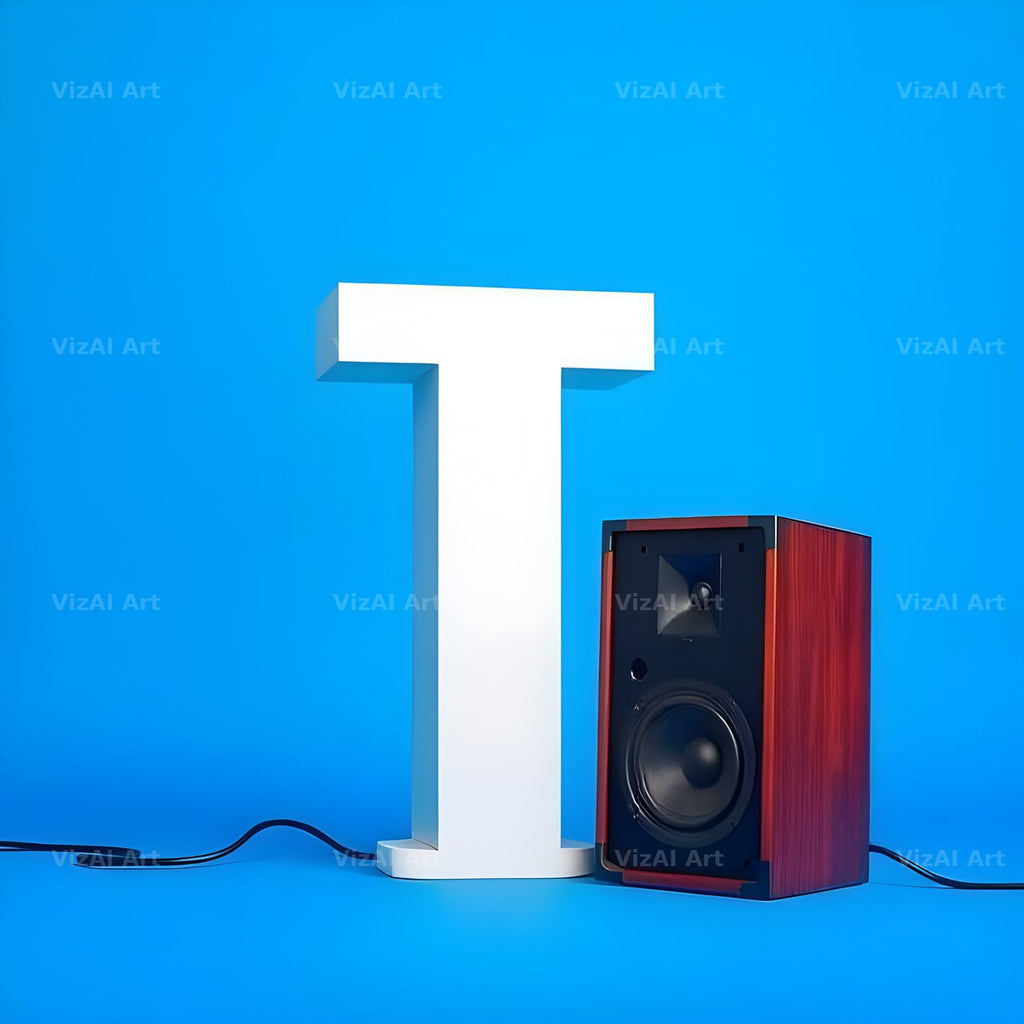 Blue Speaker Bass alphabet letter T