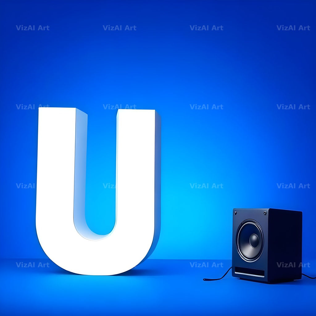 Blue Speaker Bass alphabet letter U