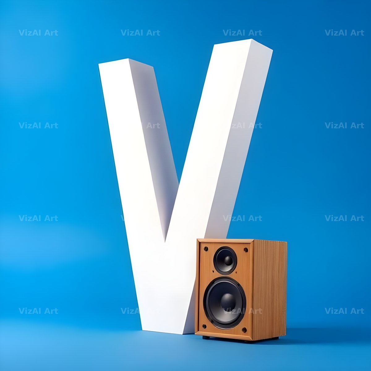 Blue Speaker Bass alphabet letter V