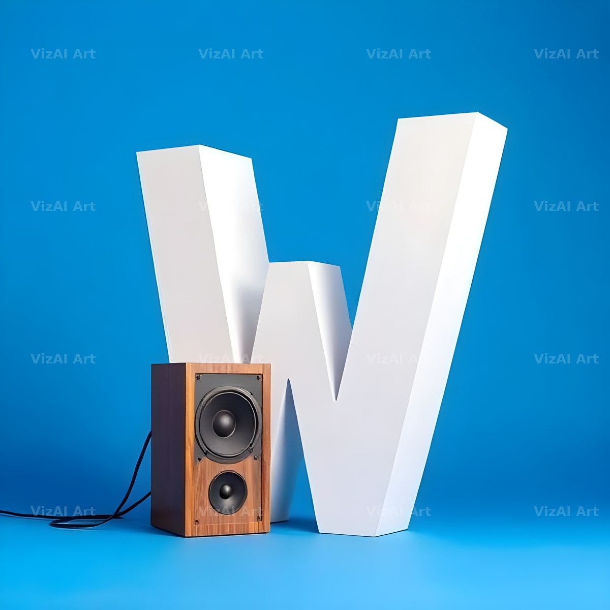 Blue Speaker Bass alphabet letter W