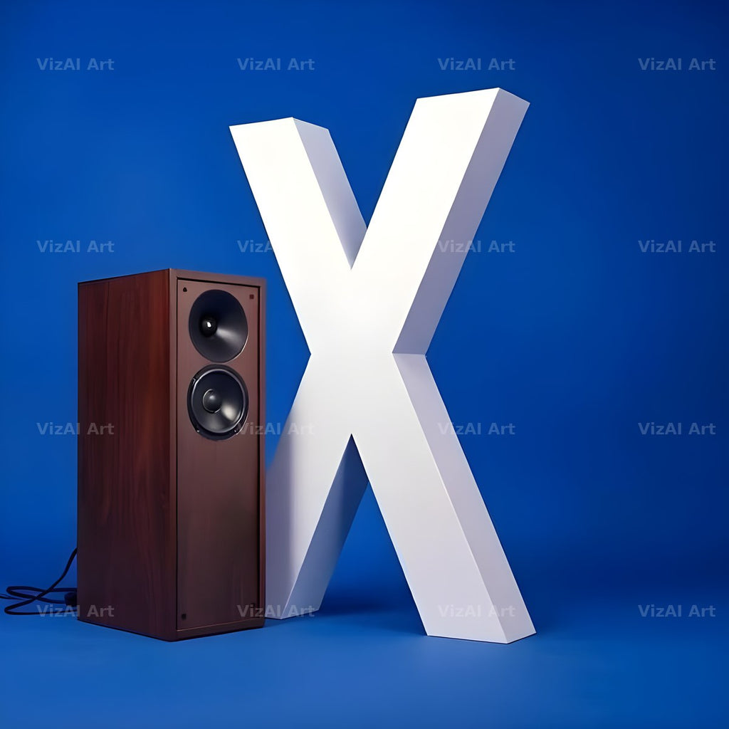 Blue Speaker Bass alphabet letter X