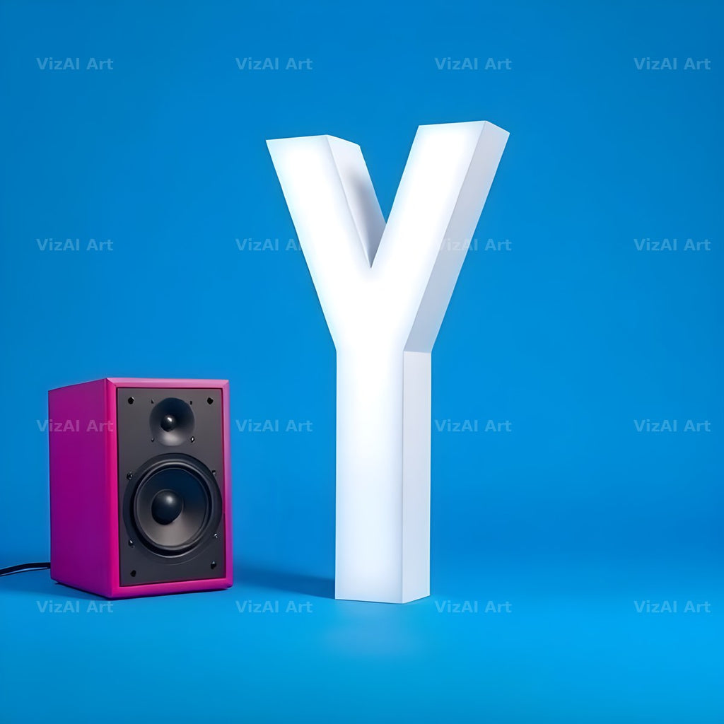 Blue Speaker Bass alphabet letter Y