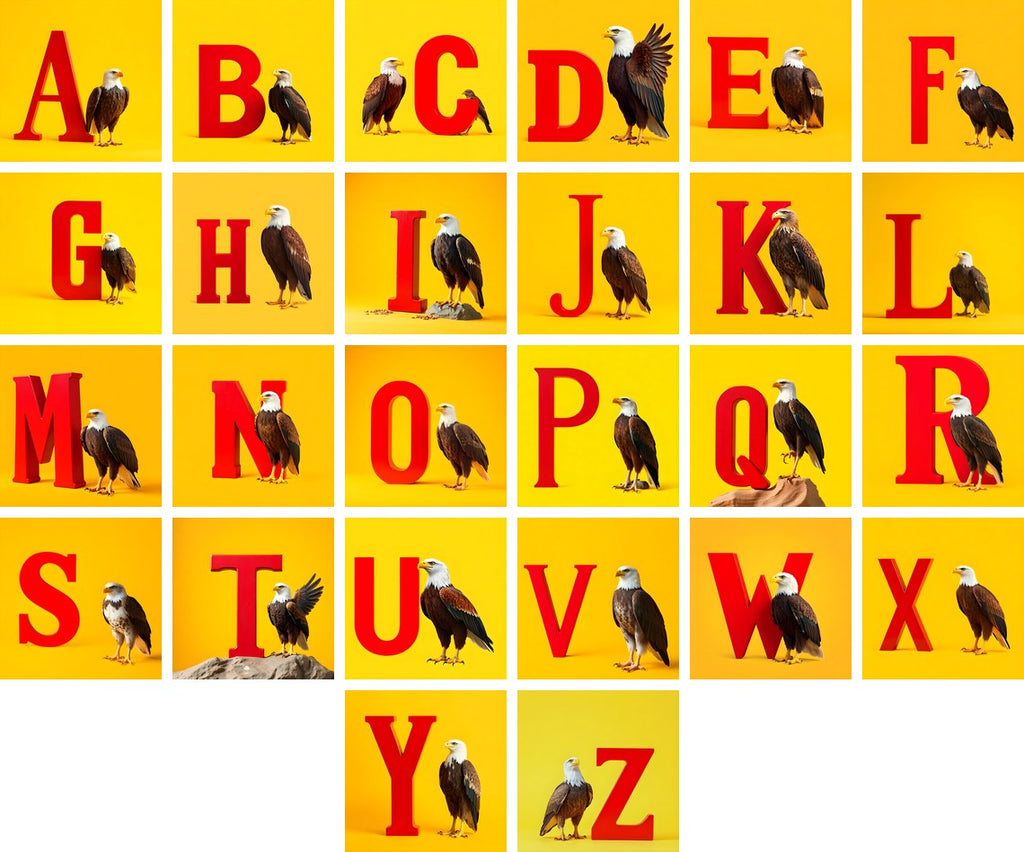 Bold Eagle Crest alphabet — all 26 letters