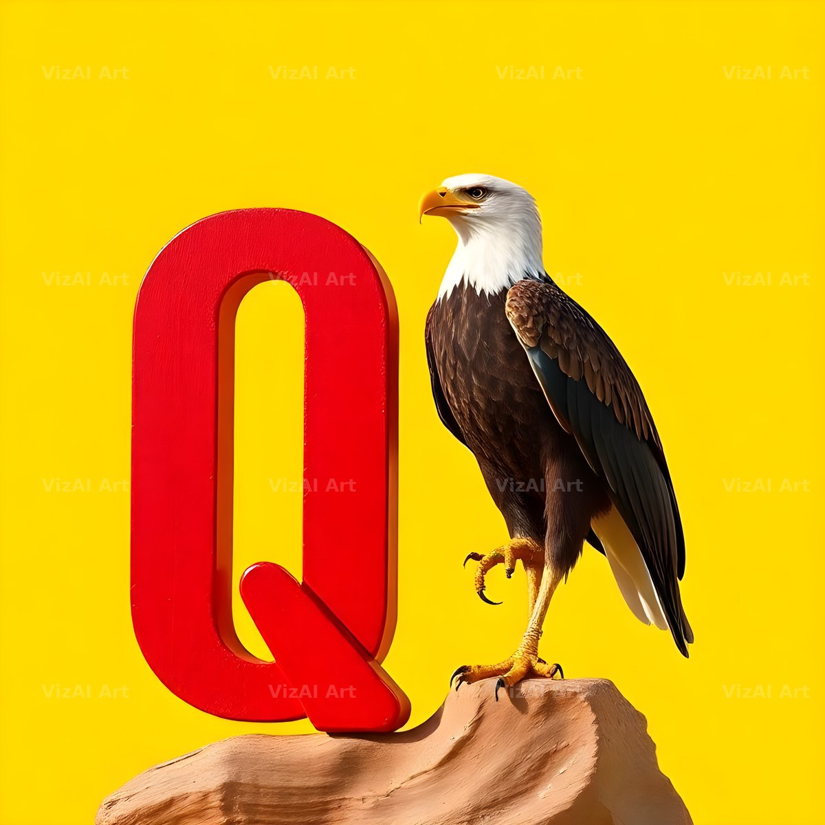Bold Eagle Crest alphabet letter Q
