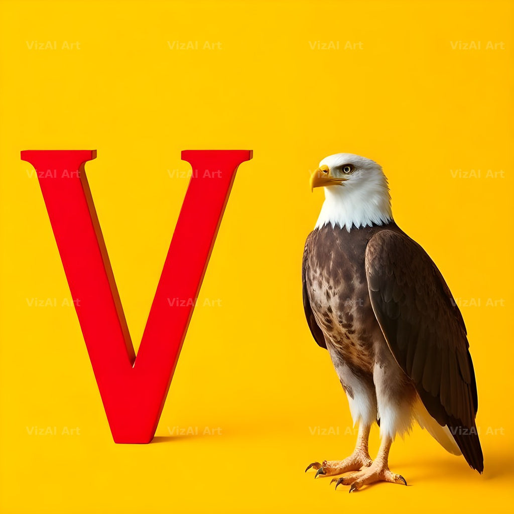 Bold Eagle Crest alphabet letter V