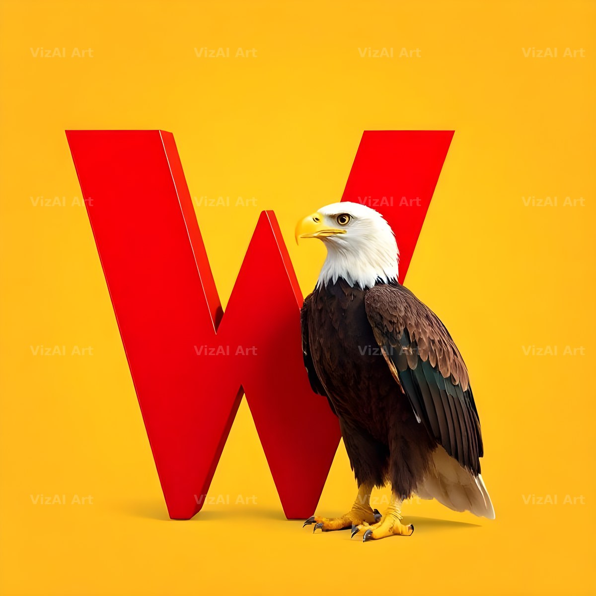Bold Eagle Crest alphabet letter W