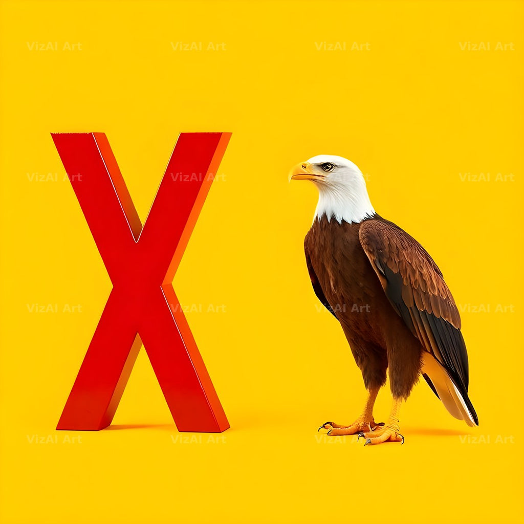 Bold Eagle Crest alphabet letter X