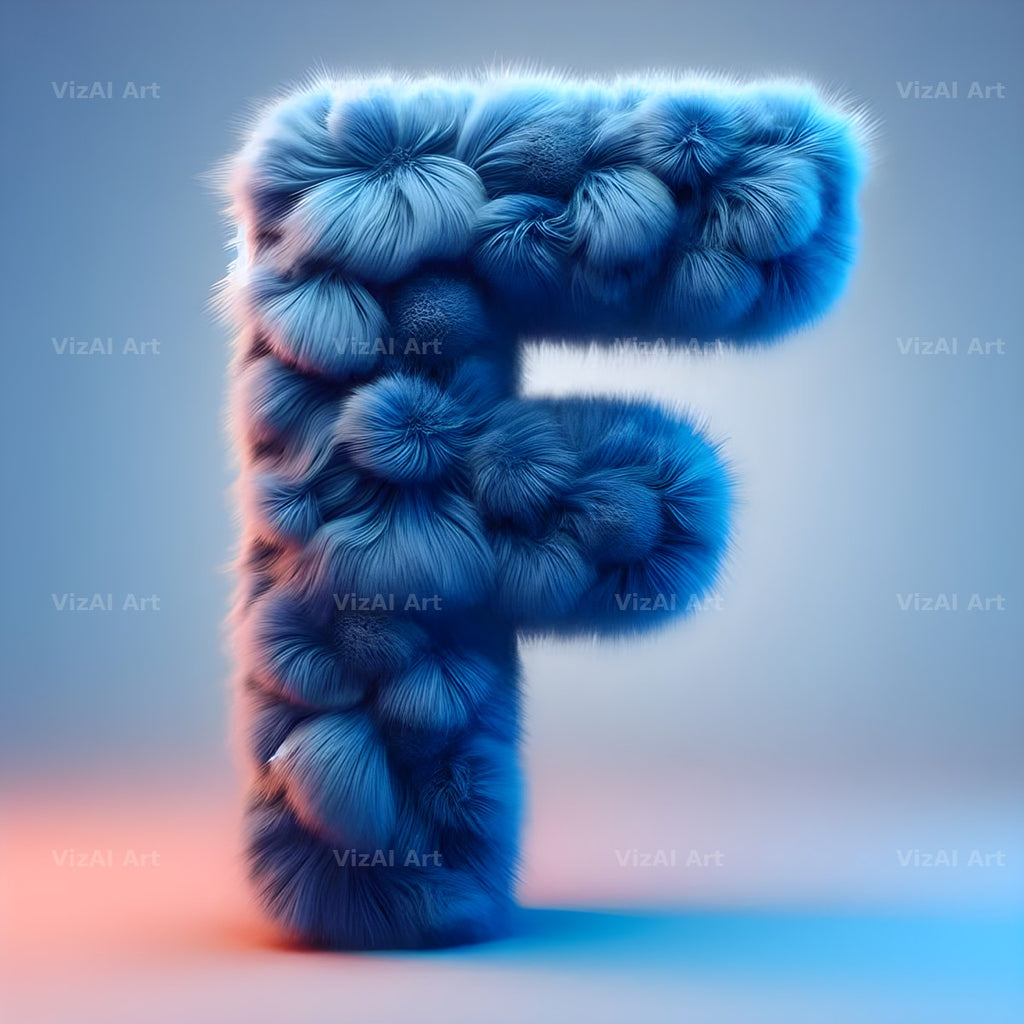 Blue Plush Fur alphabet letter F