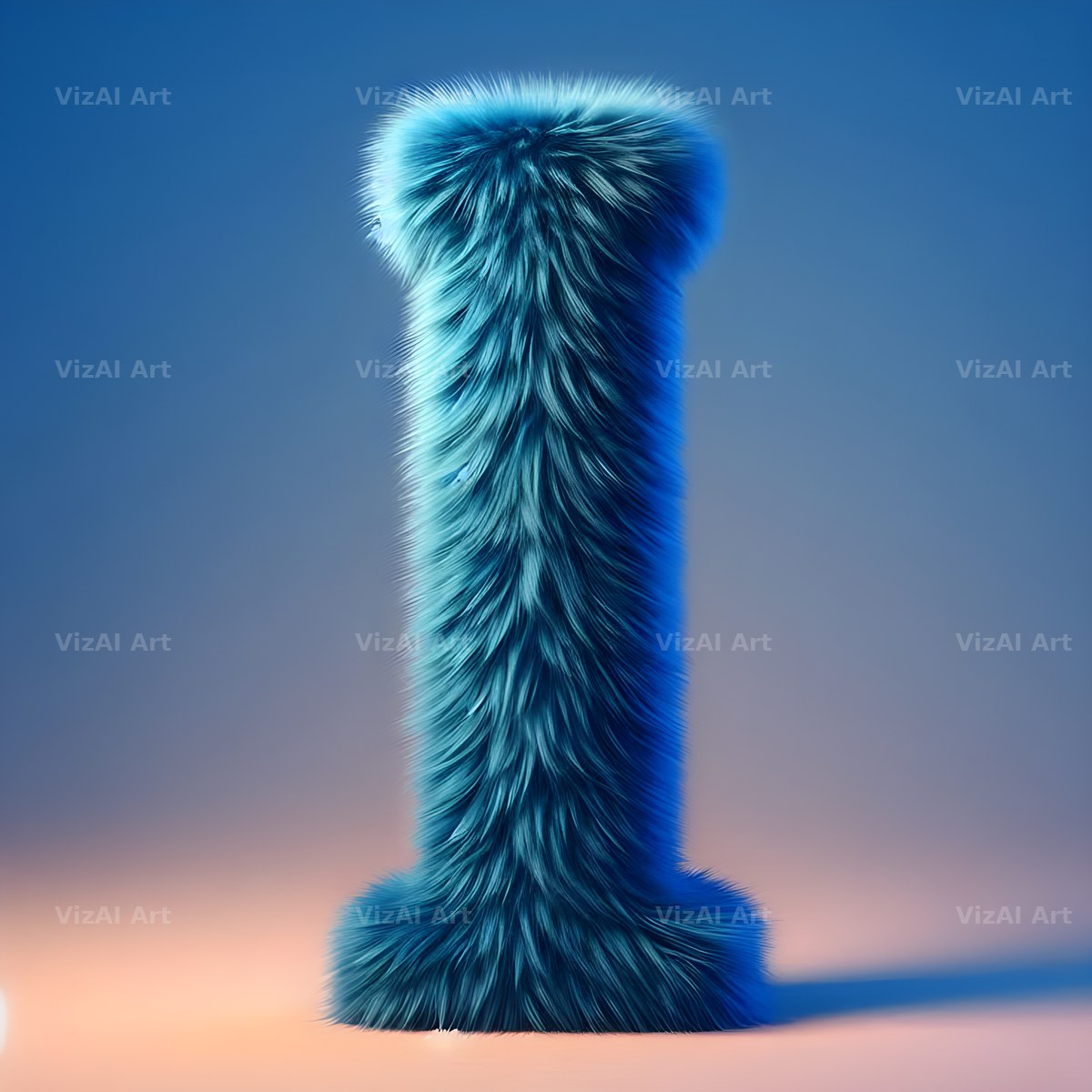 Blue Plush Fur alphabet letter I