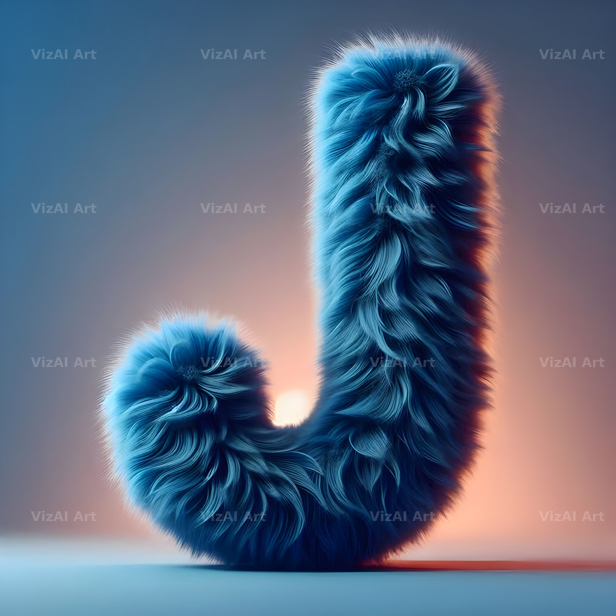 Blue Plush Fur alphabet letter J