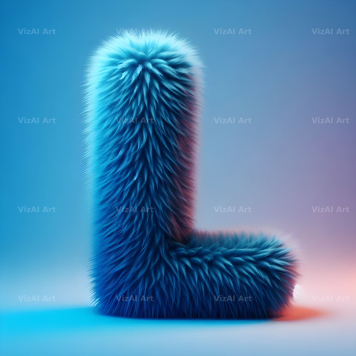 Blue Plush Fur alphabet letter L