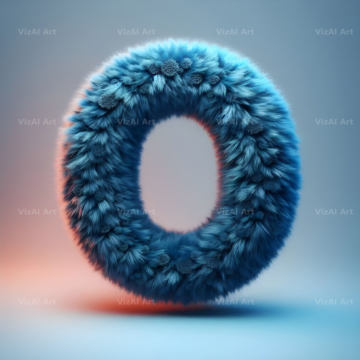 Blue Plush Fur alphabet letter O