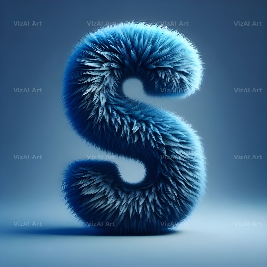 Blue Plush Fur alphabet letter S