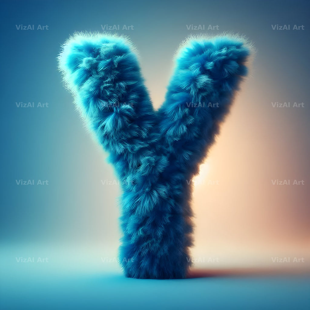 Blue Plush Fur alphabet letter Y