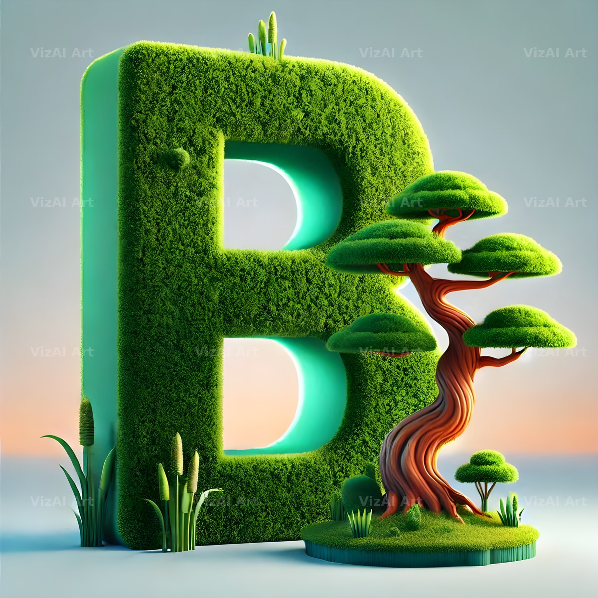 Bonsai Garden Moss alphabet letter B