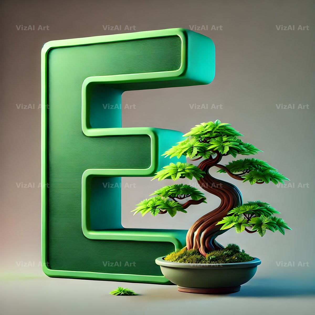 Bonsai Garden Moss alphabet letter E