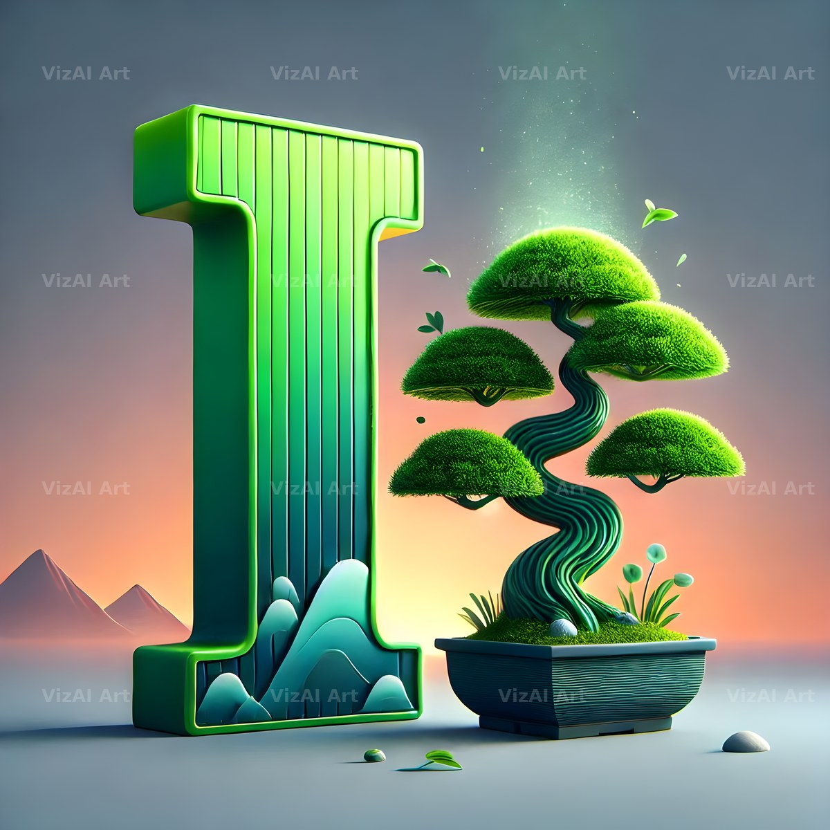Bonsai Garden Moss alphabet letter I