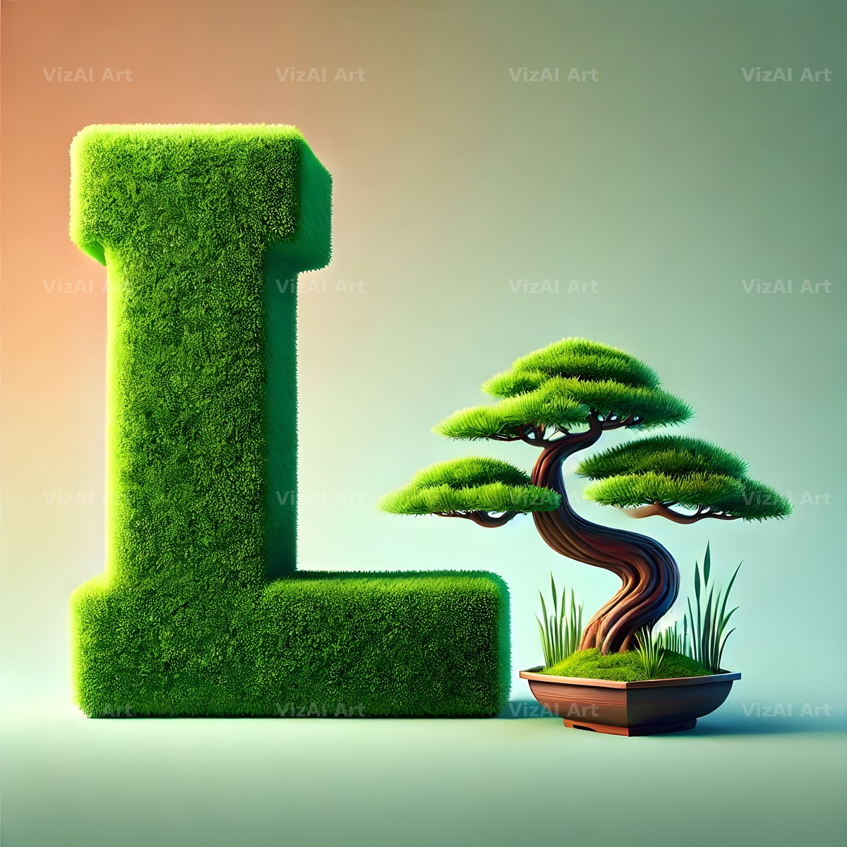 Bonsai Garden Moss alphabet letter L