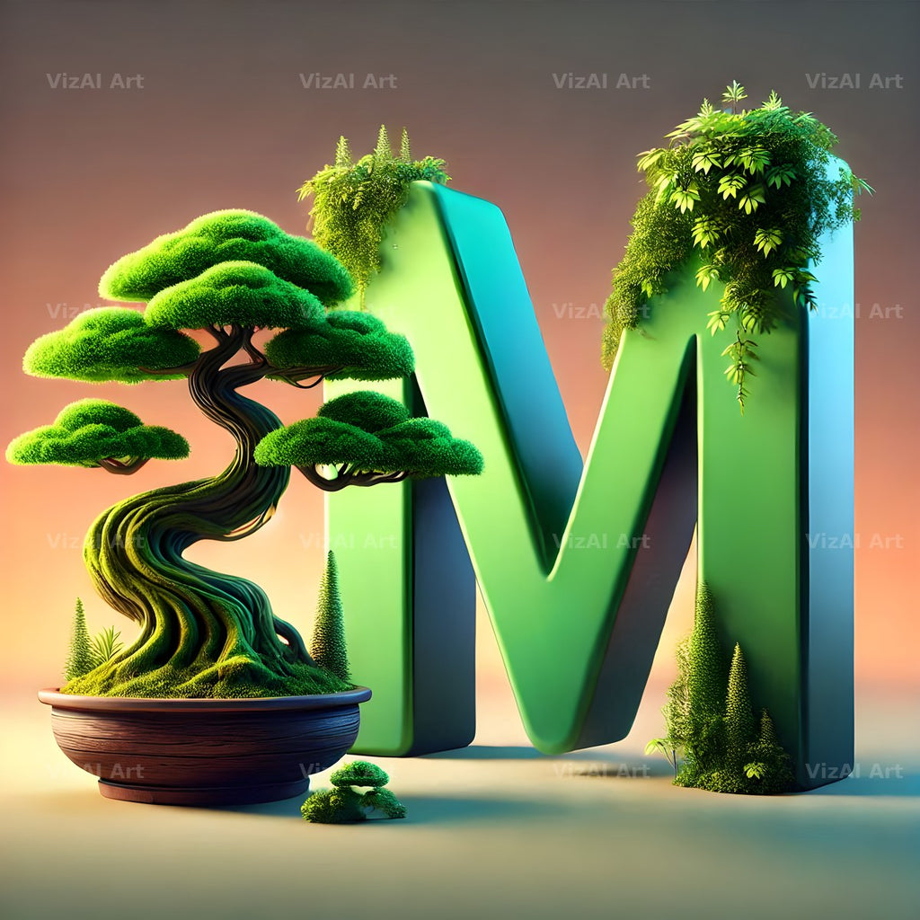 Bonsai Garden Moss alphabet letter M