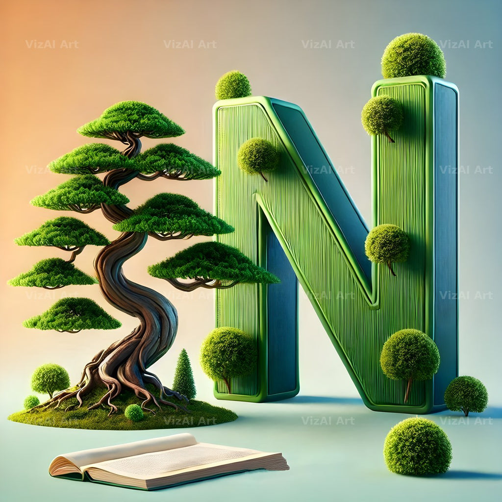 Bonsai Garden Moss alphabet letter N