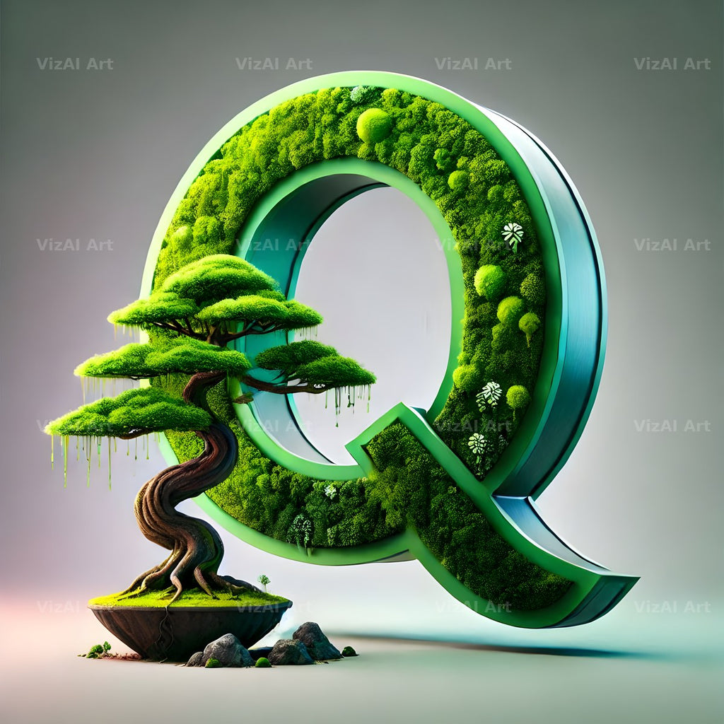 Bonsai Garden Moss alphabet letter Q