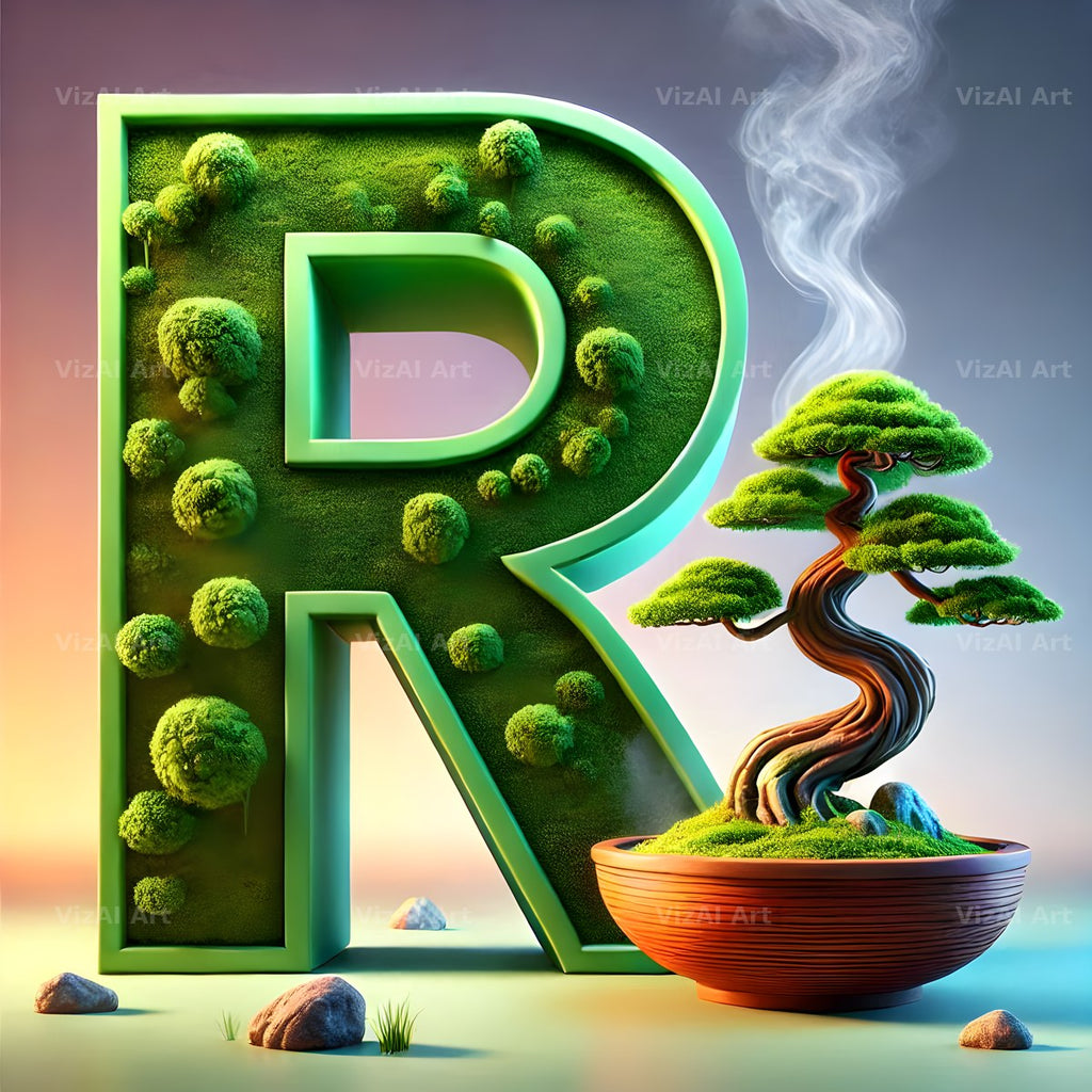 Bonsai Garden Moss alphabet letter R