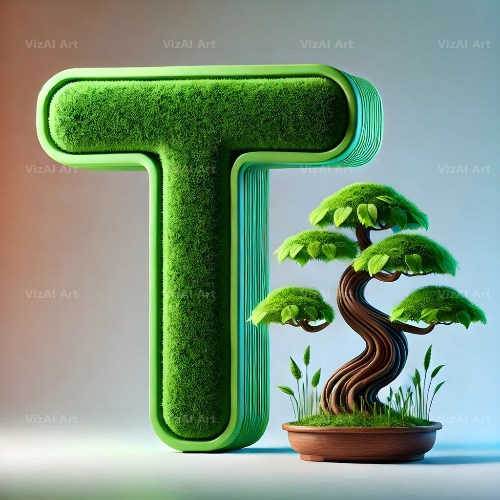 Bonsai Garden Moss alphabet letter T