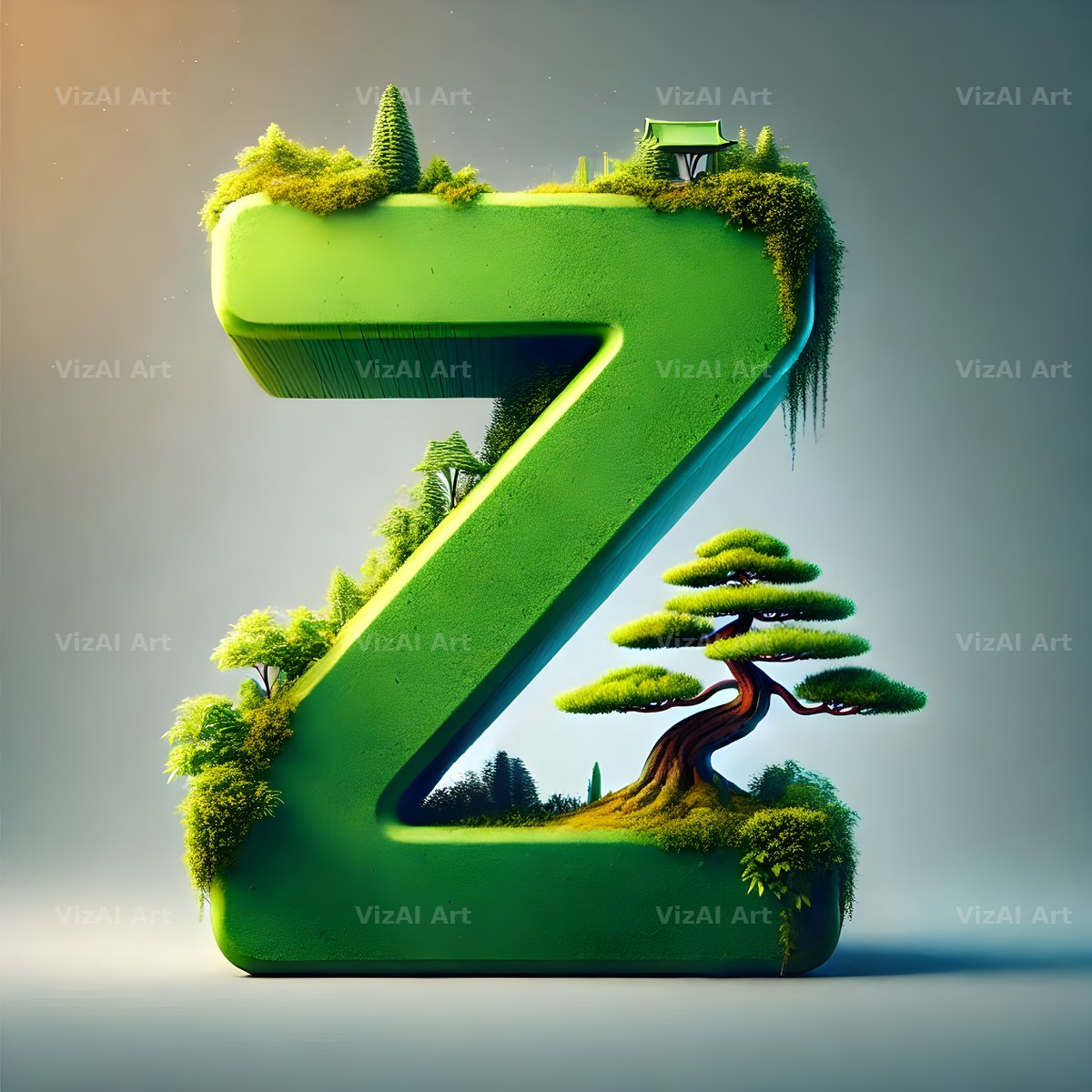 Bonsai Garden Moss alphabet letter Z