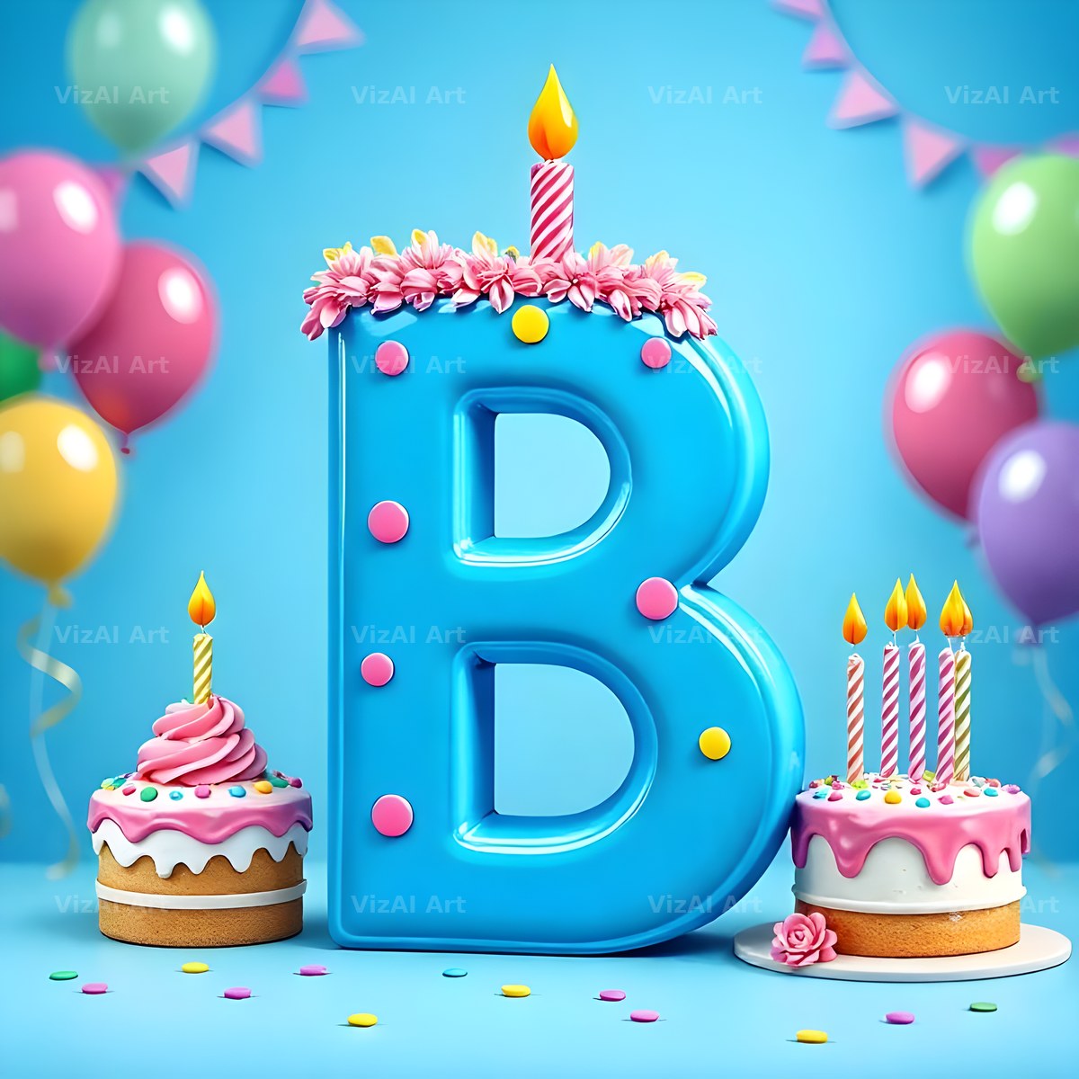 Birthday Cake Party alphabet letter B