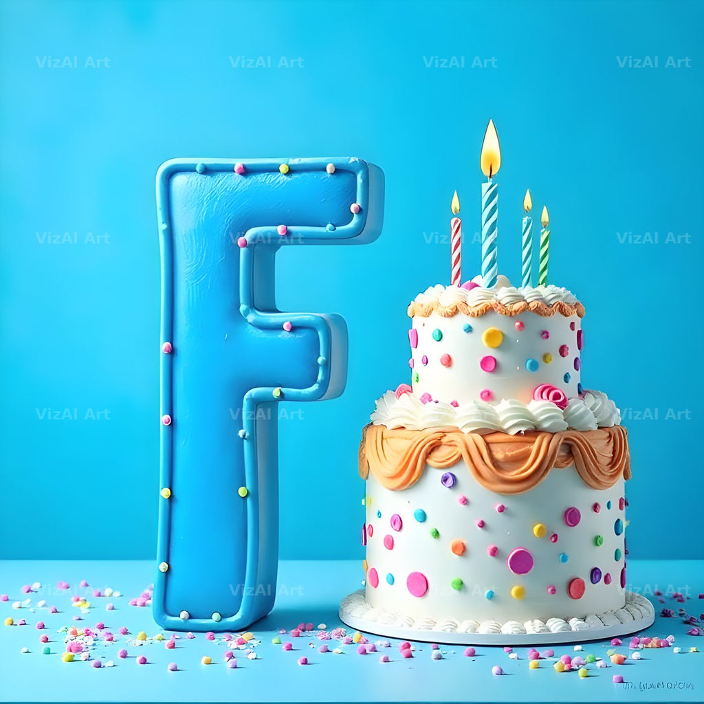 Birthday Cake Party alphabet letter F