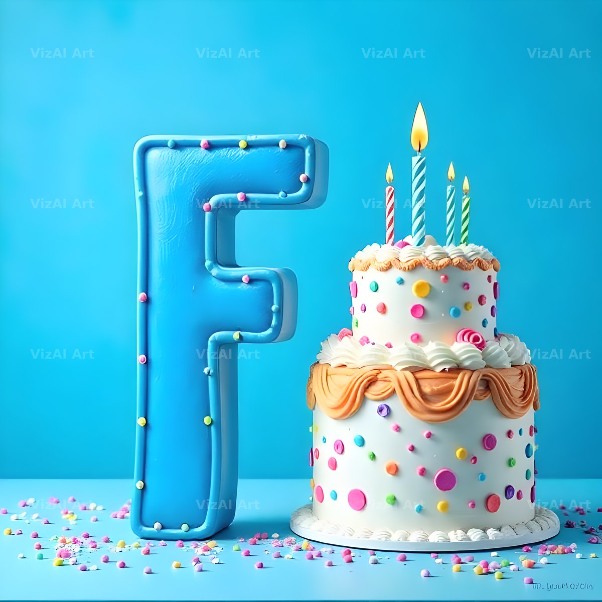 Birthday Cake Party alphabet letter F