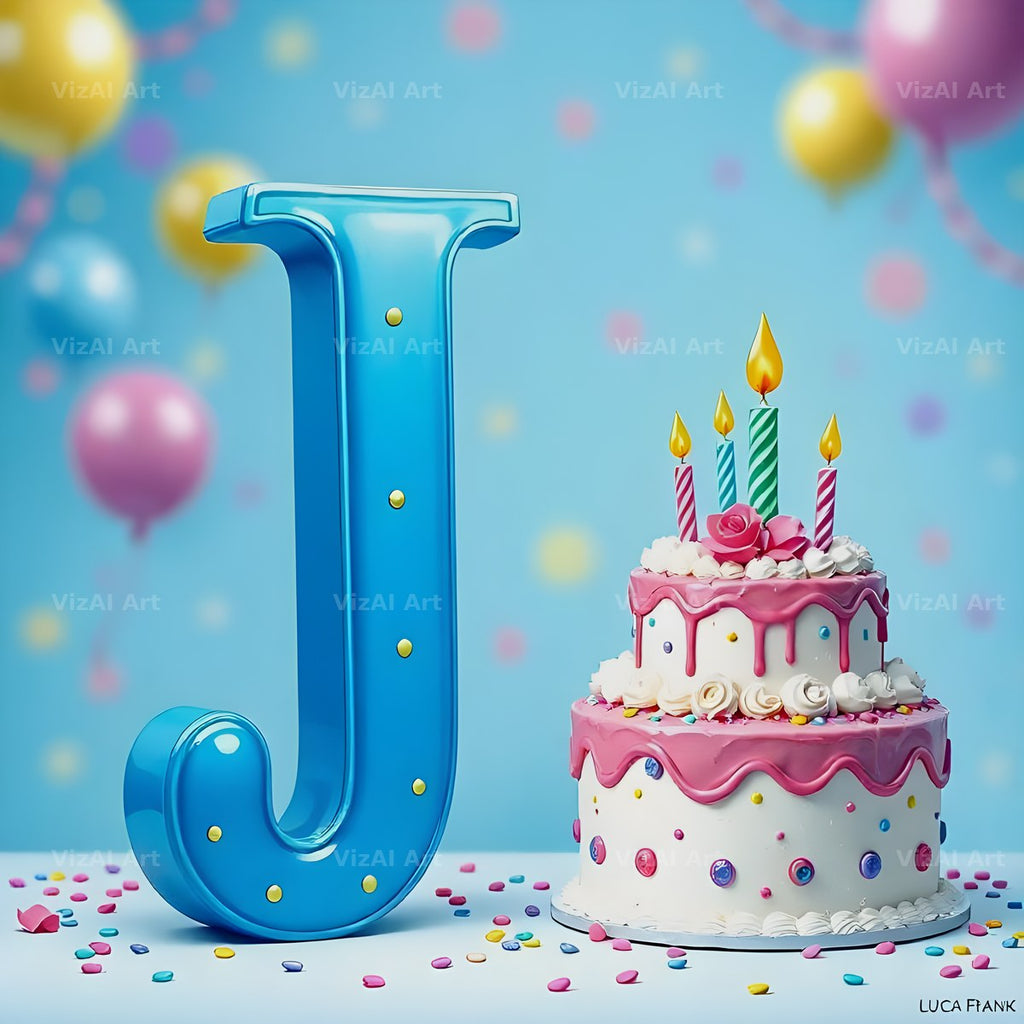 Birthday Cake Party alphabet letter J