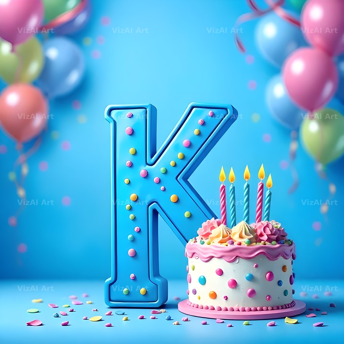 Birthday Cake Party alphabet letter K