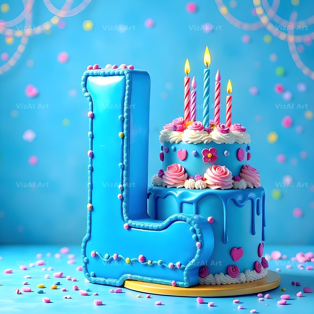 Birthday Cake Party alphabet letter L