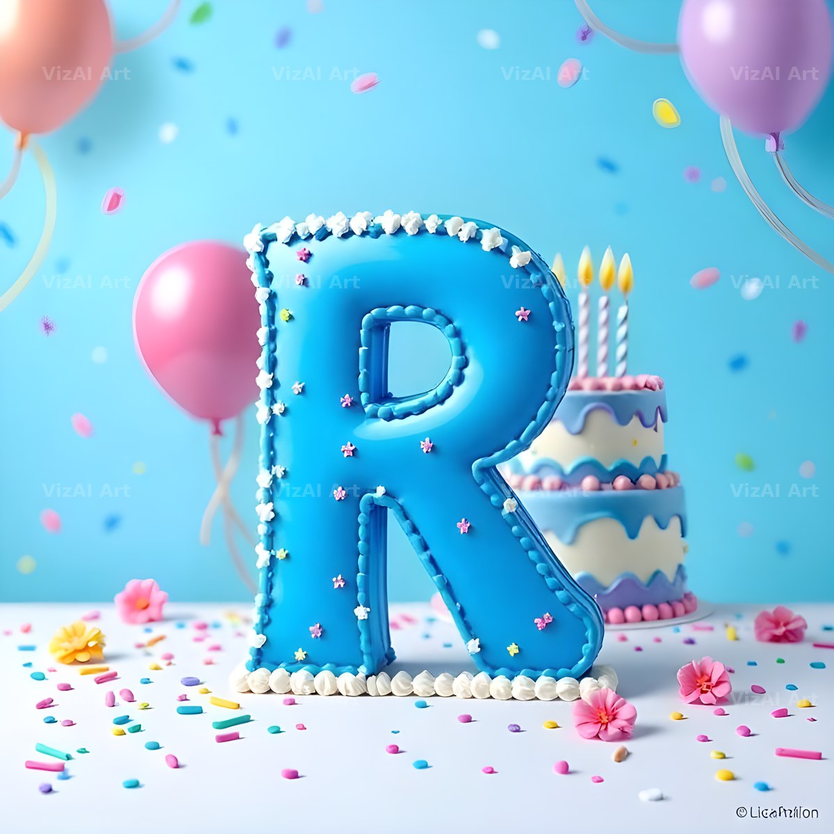 Birthday Cake Party alphabet letter R