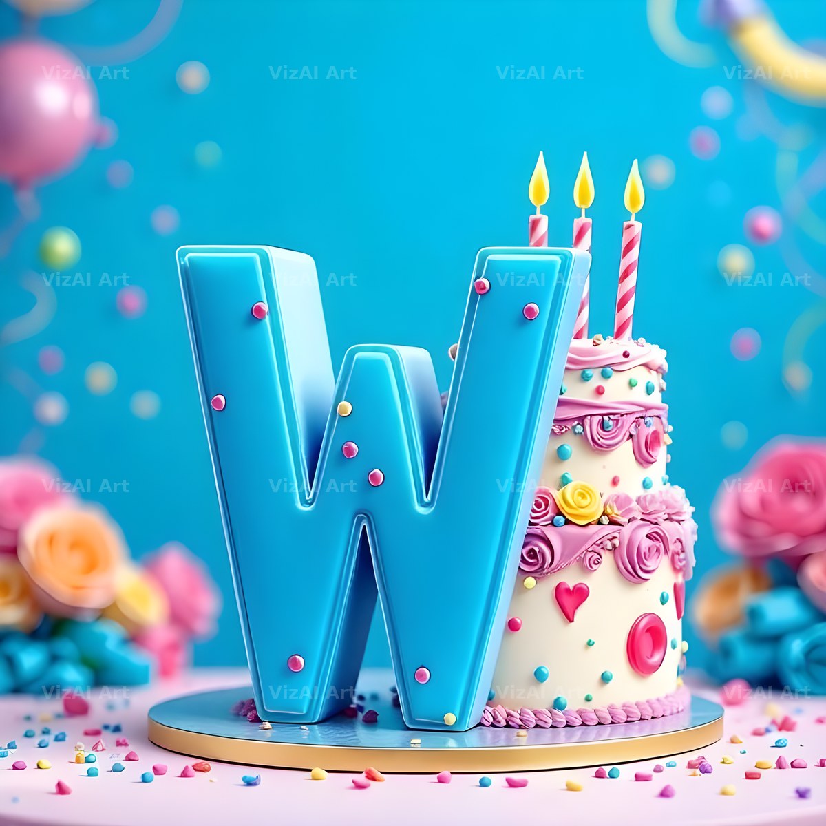 Birthday Cake Party alphabet letter W